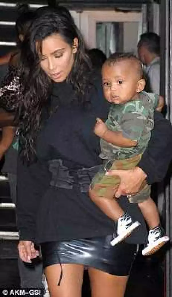 Kanye West and Kim K step out with their children Saint and North West for lunch in New York